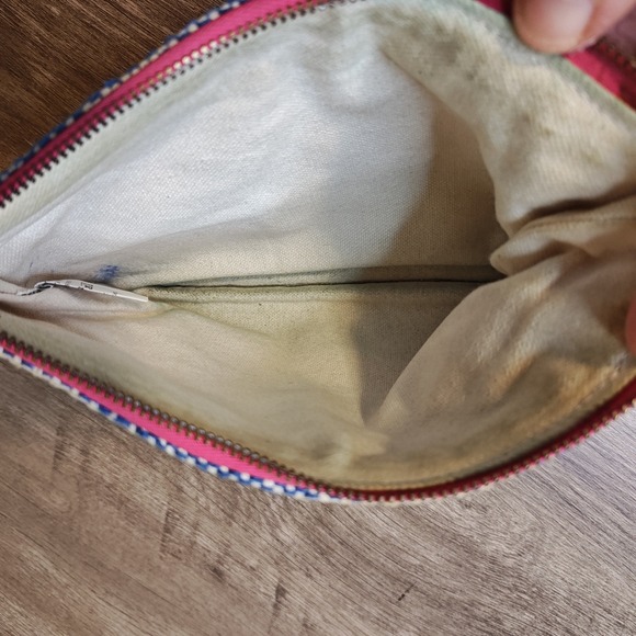 Pendleton Paloma Stripe Southwestern Woven Canvas Zipper Pouch Bag Cream - Picture 8 of 13